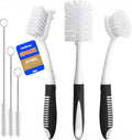 Holikme 6 Pack Dish Brush Set with Bottle Brush, Dish Scrub Brush,Gray
