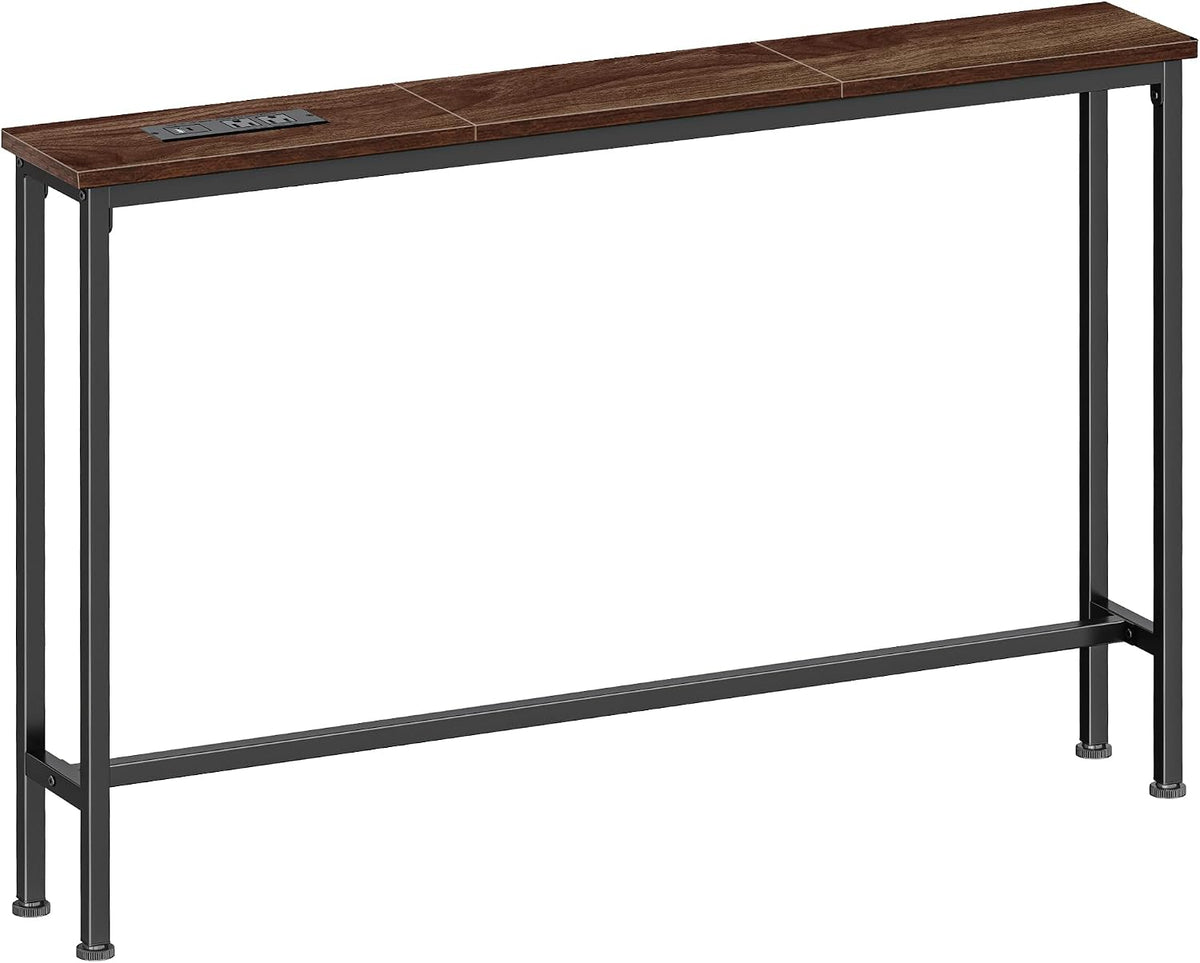 SUPERJARE 78.8 inch Narrow Behind Couch Table with 2 Charging Stations