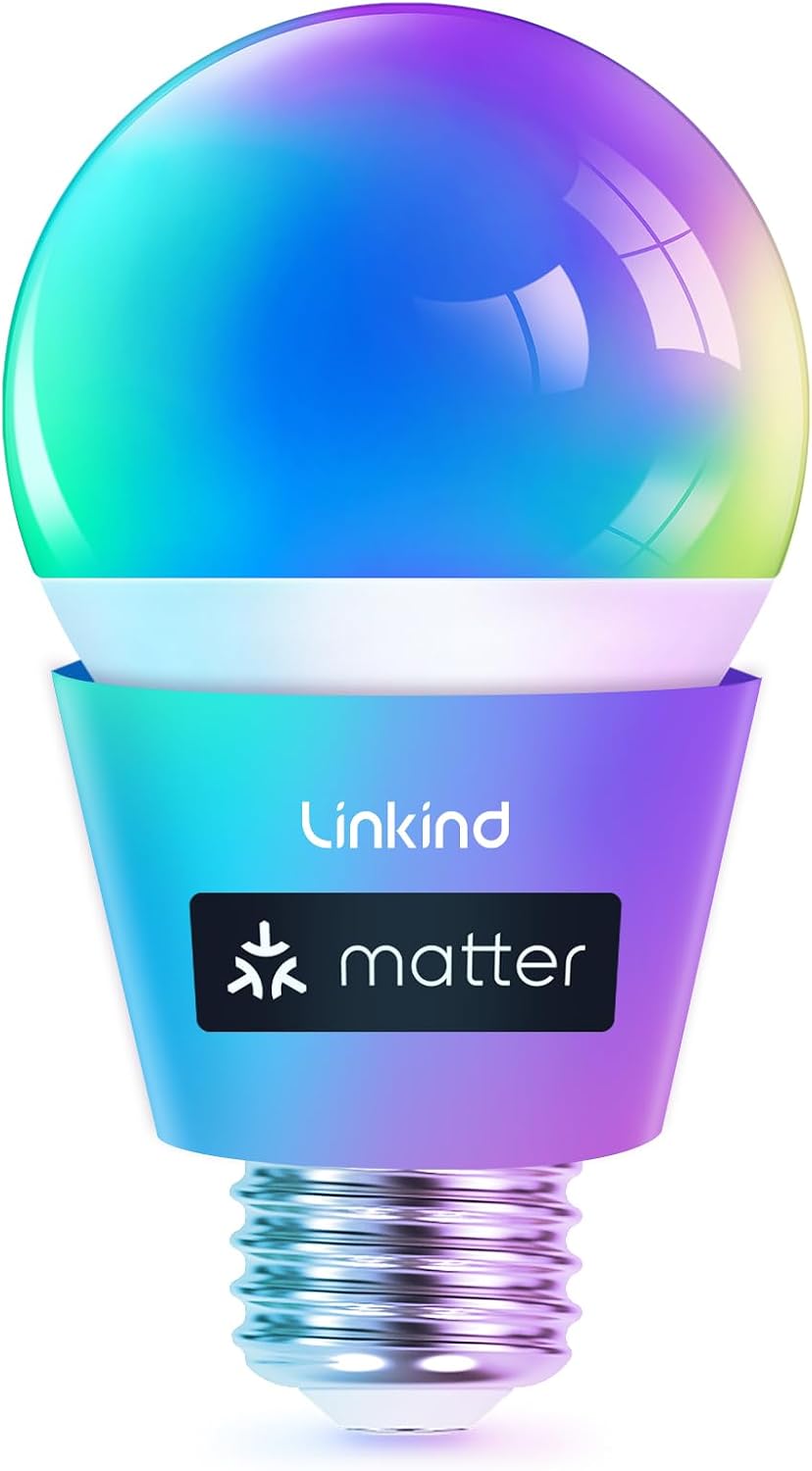 Linkind Matter Smart Light Bulbs, Work with Apple Home, Alexa, Siri, Google