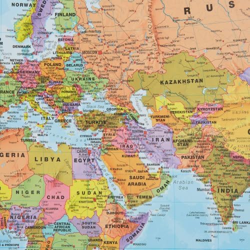 Giant World Map - Mega-Map Of The World 46 x 80 - Laminated - 2026 Updated