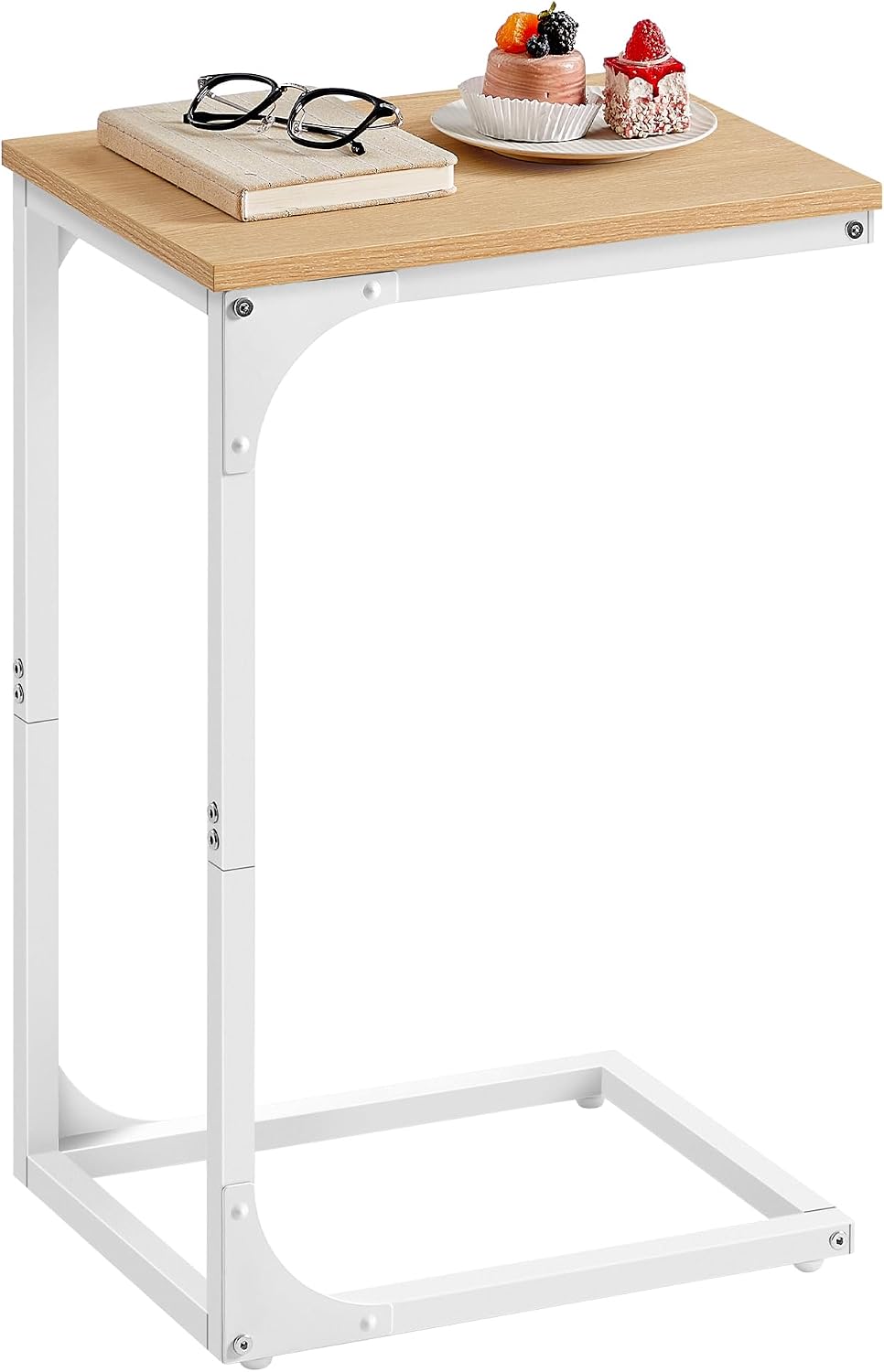 VASAGLE C-Shaped End Table, Small Sofa Side Table with Metal Frame