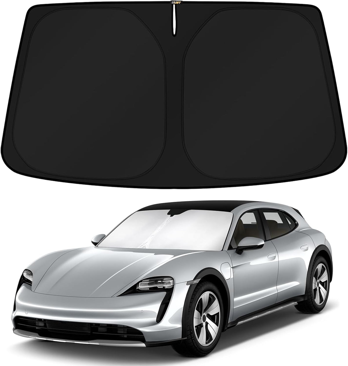KUST Windshield Sun Shade for 2017-2026 Tesla Model Y/Model 3 Sunshade Accessories (Fit 2025-2026 Model Y Juniper / 2024 Model 3 Highland) Upgraded Foldable Sunshade, Blocks UV Rays Keep Car Cool