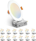 Amico 12 Pack 6 Inch LED Recessed Lighting, Canless Wafer Downlight, White