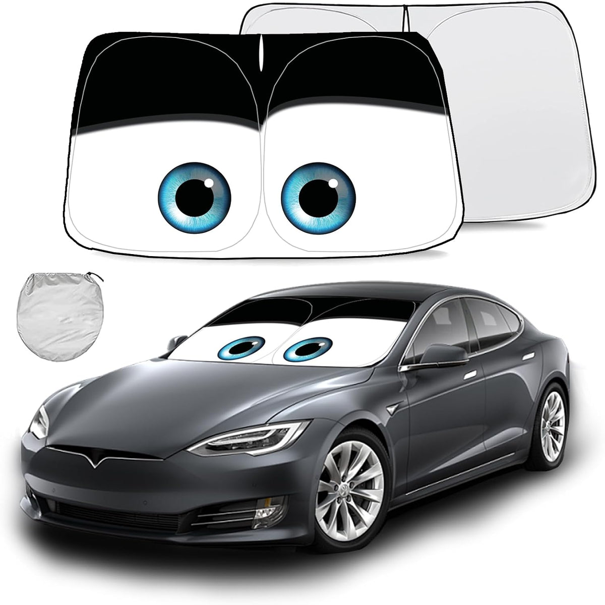 Gven Windshield Sun Shade Universal Fit for Car Window Sunshades Cover Automotive Interior Sun Protector Accessories for Compact& Midsize Sedan,Com& Subcompact SUV,Small Pickup,Wagon (Black, S)