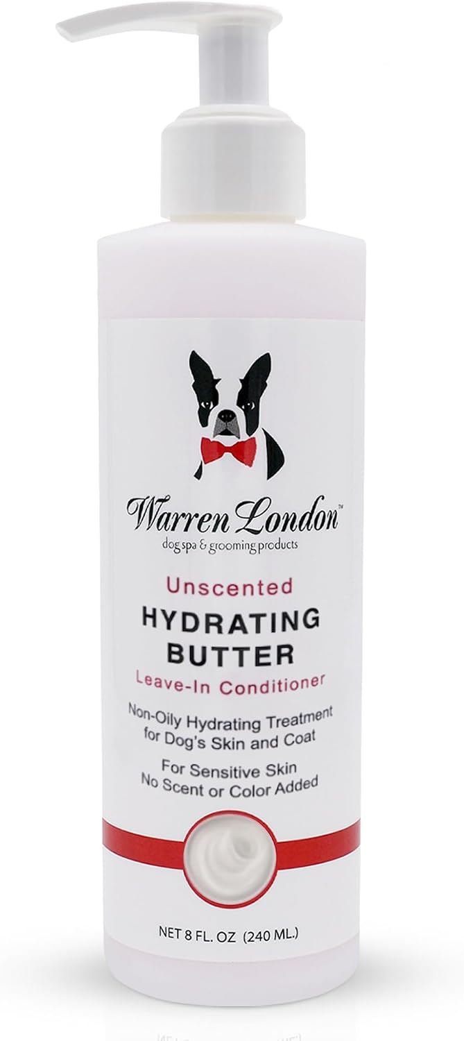 Warren London Hydrating Butter Leave in Pet Conditioner for Dogs | Lotion for Skin and Coat | Aloe Puppy & Dog Conditioner for Hair Detangler, Dry Skin, & Pet Fur Dandruff | Made in USA | Guava 8oz