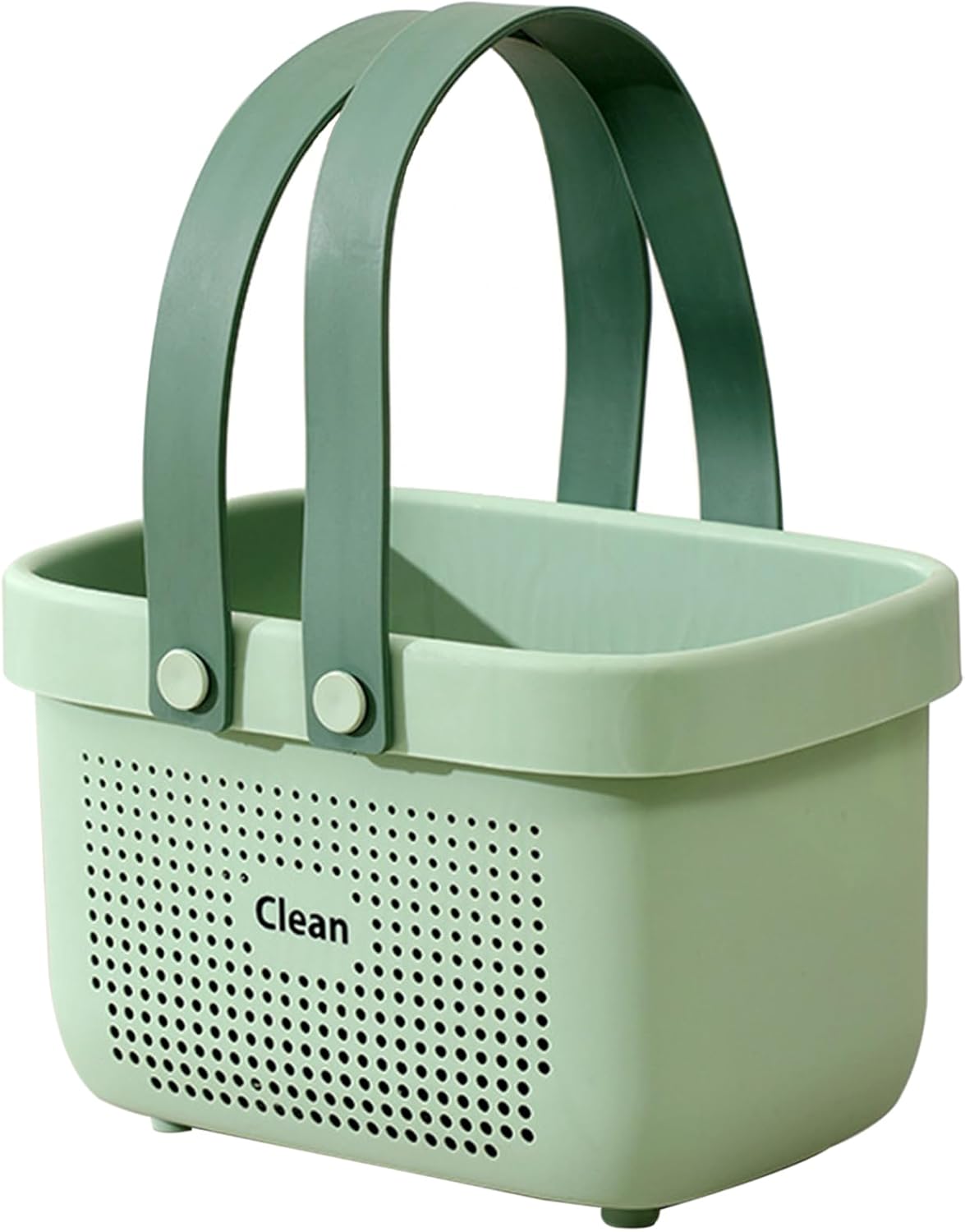 JiatuA Plastic Storage Basket with Handle Portable Shower Caddy Tote Organizer Basket Bin for Bathroom Kitchen Dorm Room Bedroom, Green