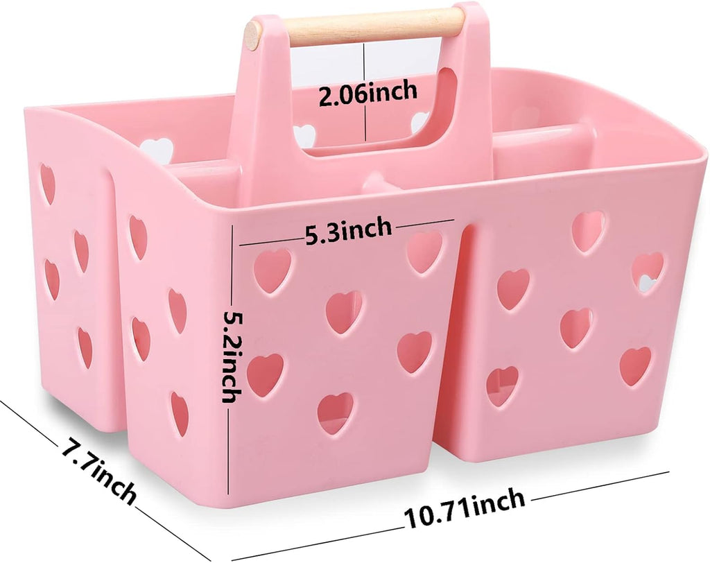 Portable Shower Caddy Plastic Shower Basket Organizer with Handle, Pink
