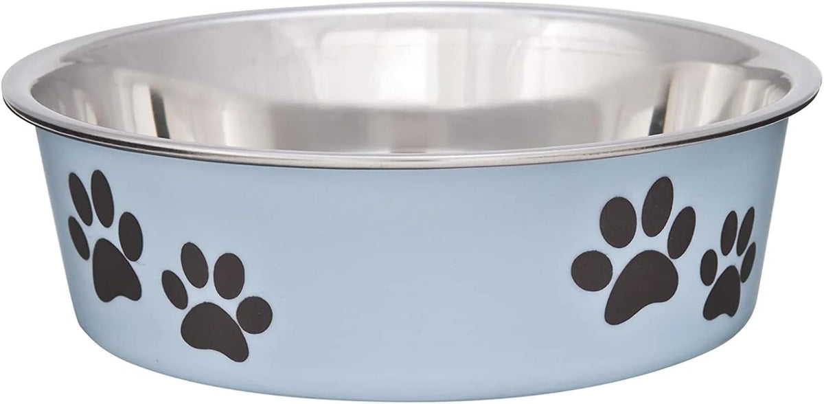 Loving Pets Bella Dog Bowls- Stainless Steel Dog & Cat Bowls - Spill Proof Dog Food Bowl, Cat Bowl, Puppy Essentials & Pet Supplies Great for Home & Travel (Medium 20-35 lbs, Blueberry)