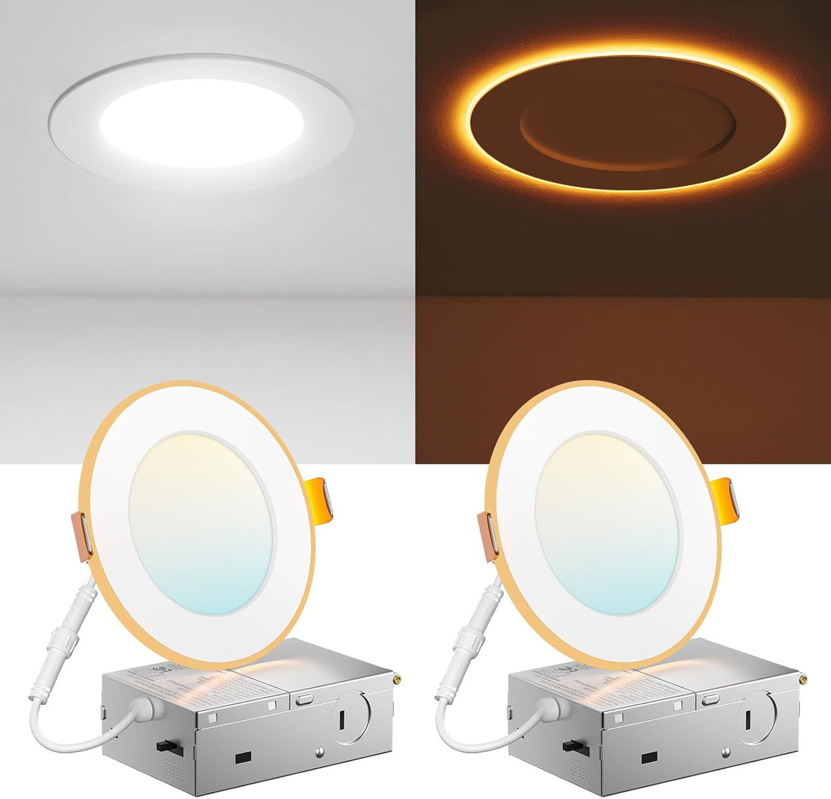 Amico 12 Pack 6 Inch LED Recessed Light with Night Light, 5CCT, 1100LM