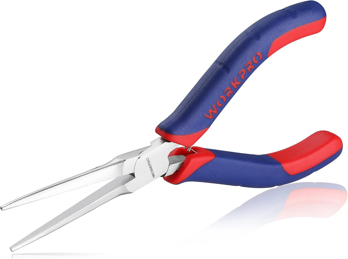 WORKPRO 2-Piece 6" Mini Needle Nose Pliers Set(Smooth Jaw), Long Nose Pliers, Bent Nose Pliers with Comfort Grip Handles, Jewelry Plier For Wire Wrapping, Handmade Craft, Jewelry Making, 6" 2PCS