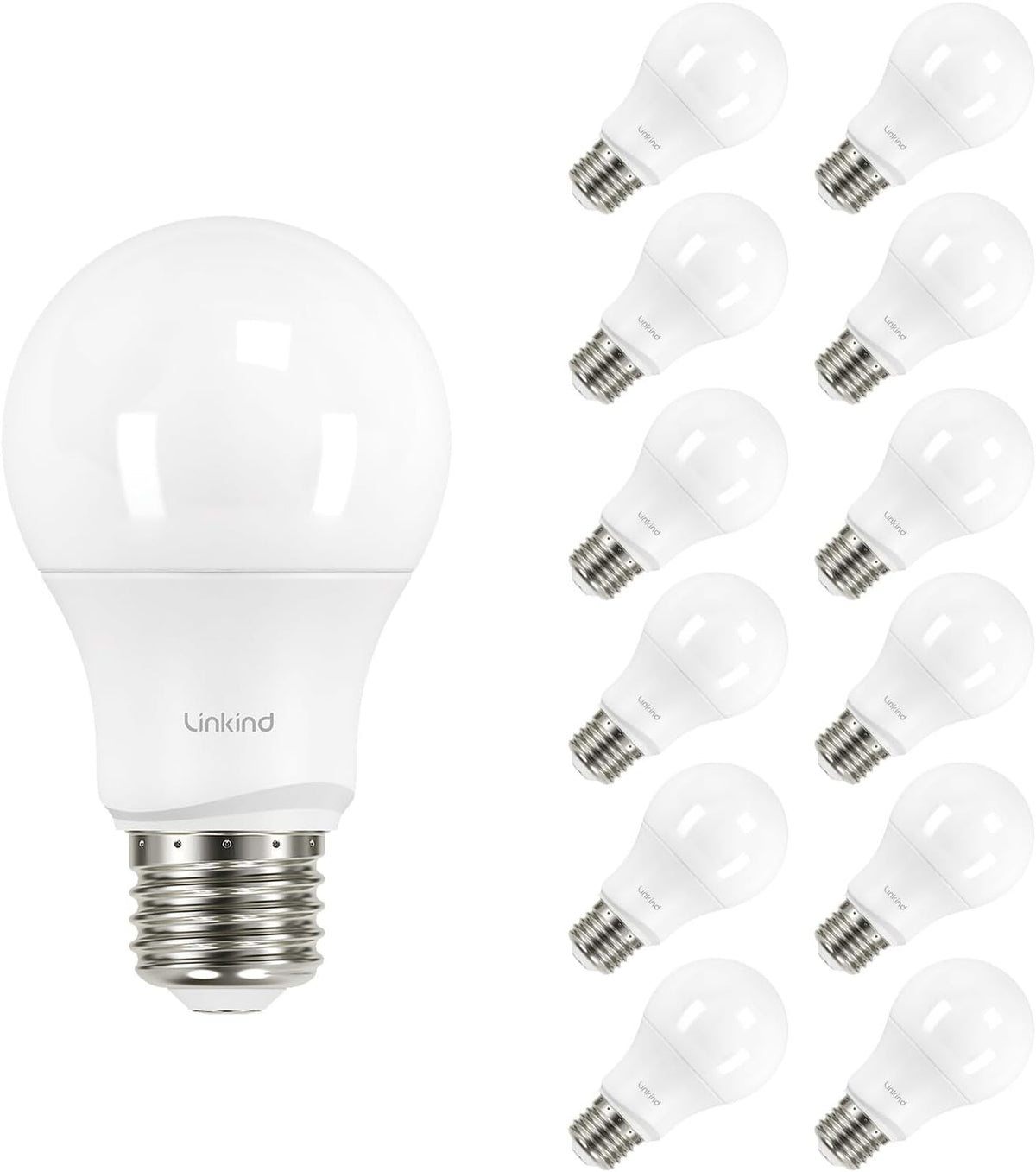 Linkind A19 LED Light Bulbs Dimmable, 60W Equivalent, Energy Efficient 9W, 2700K, 800 Lumens, E26 Standard Base, Lighting for Bedroom Living Room Home Office, 6 Packs