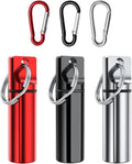 Small Portable Pill Box Keychain (3 Pack), Aluminium Alloy Mini Pill Organizer Case Container for Purse,Waterproof Metal Pill Holder Medicine Bottle for Outdoor Camping Travel(Black+Silver+Red)
