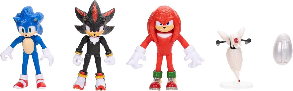 Sonic The Hedgehog 3 Movie Action Figures 2.5-Inch Movie Collector Toy Figure Multi-Pack Includes Knuckles Shadow Buzz Bomber & Drone- Officially Licensed Toys