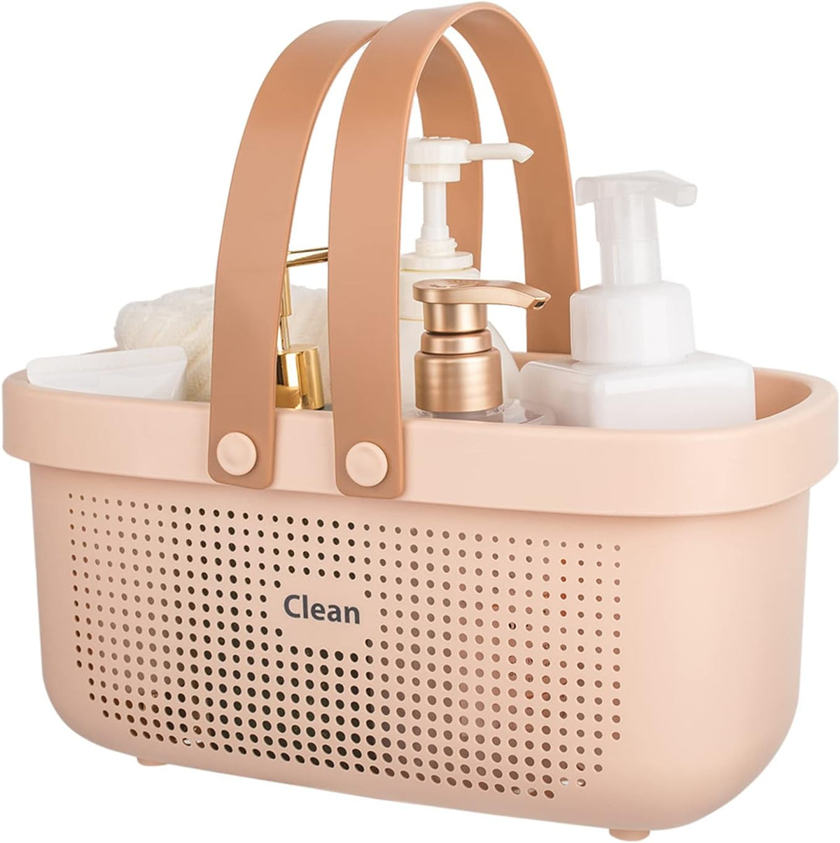 JiatuA Plastic Storage Basket with Handle Portable Shower Caddy Tote Organizer Basket Bin for Bathroom Kitchen Dorm Room Bedroom, Green
