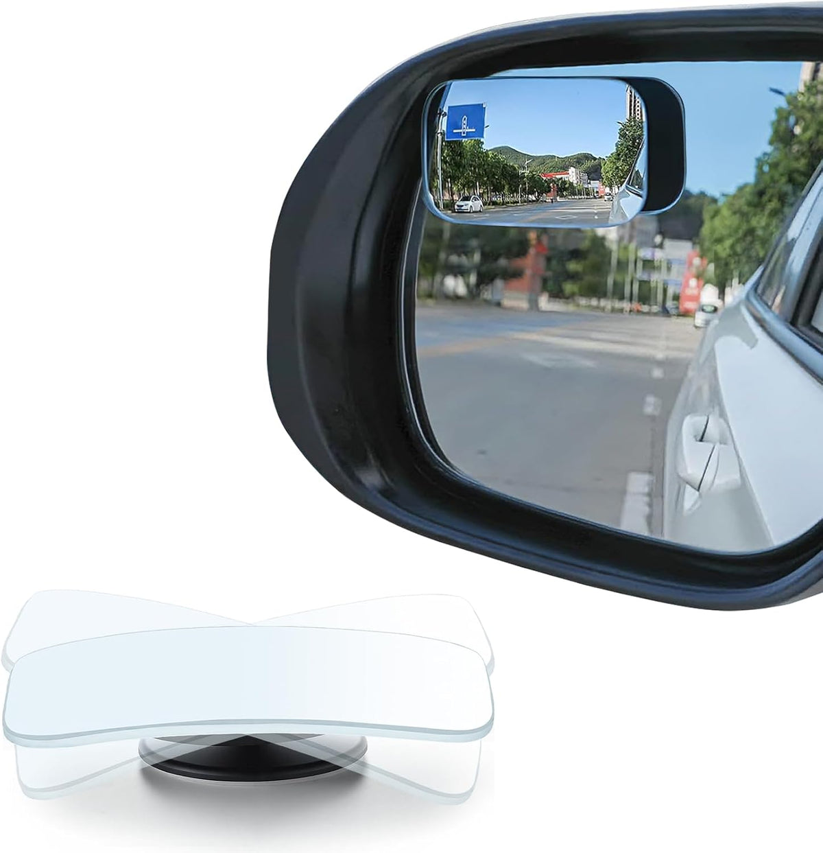LivTee Blind Spot Mirrors, Heart Shaped HD Glass Frameless Convex Rear View Mirrors, Wide Angle Adjustable Stick for Side Mirror, Automotive Exterior Accessories for Car, SUV & Trucks, Pack of 2