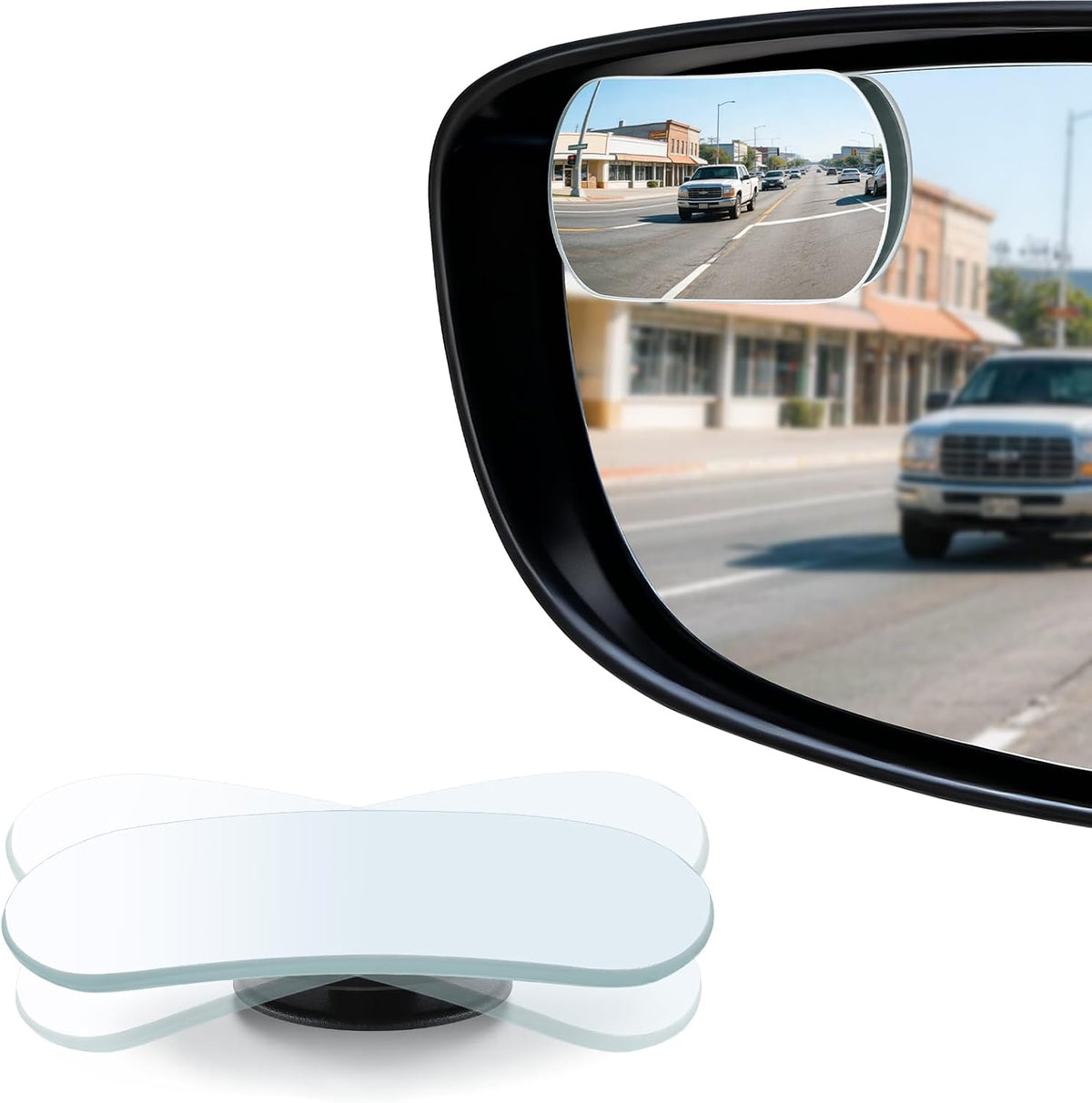LivTee Blind Spot Mirrors, Heart Shaped HD Glass Frameless Convex Rear View Mirrors, Wide Angle Adjustable Stick for Side Mirror, Automotive Exterior Accessories for Car, SUV & Trucks, Pack of 2