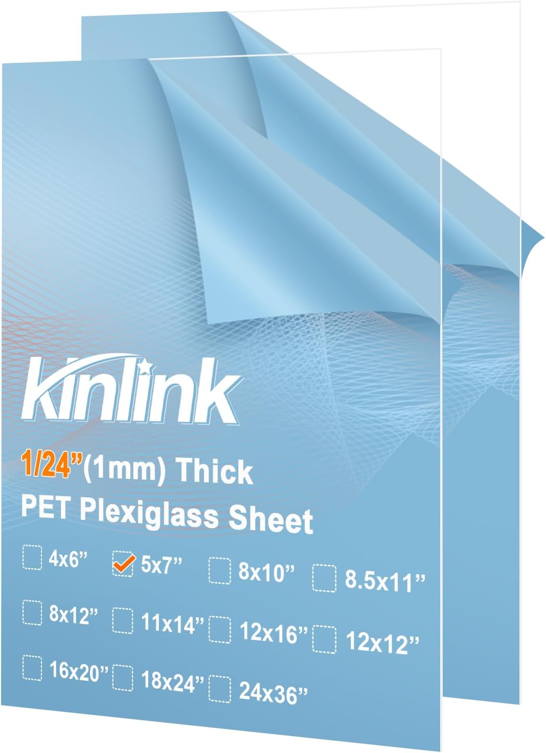 KINLINK 24x36 Plexiglass Sheets 1/8 inch Thick, 3mm Clear PET Plastic Sheet for DIY Project, Craft, Table top, Picture Frame, Acrylic Sign and Wedding Invitation 2 Pack