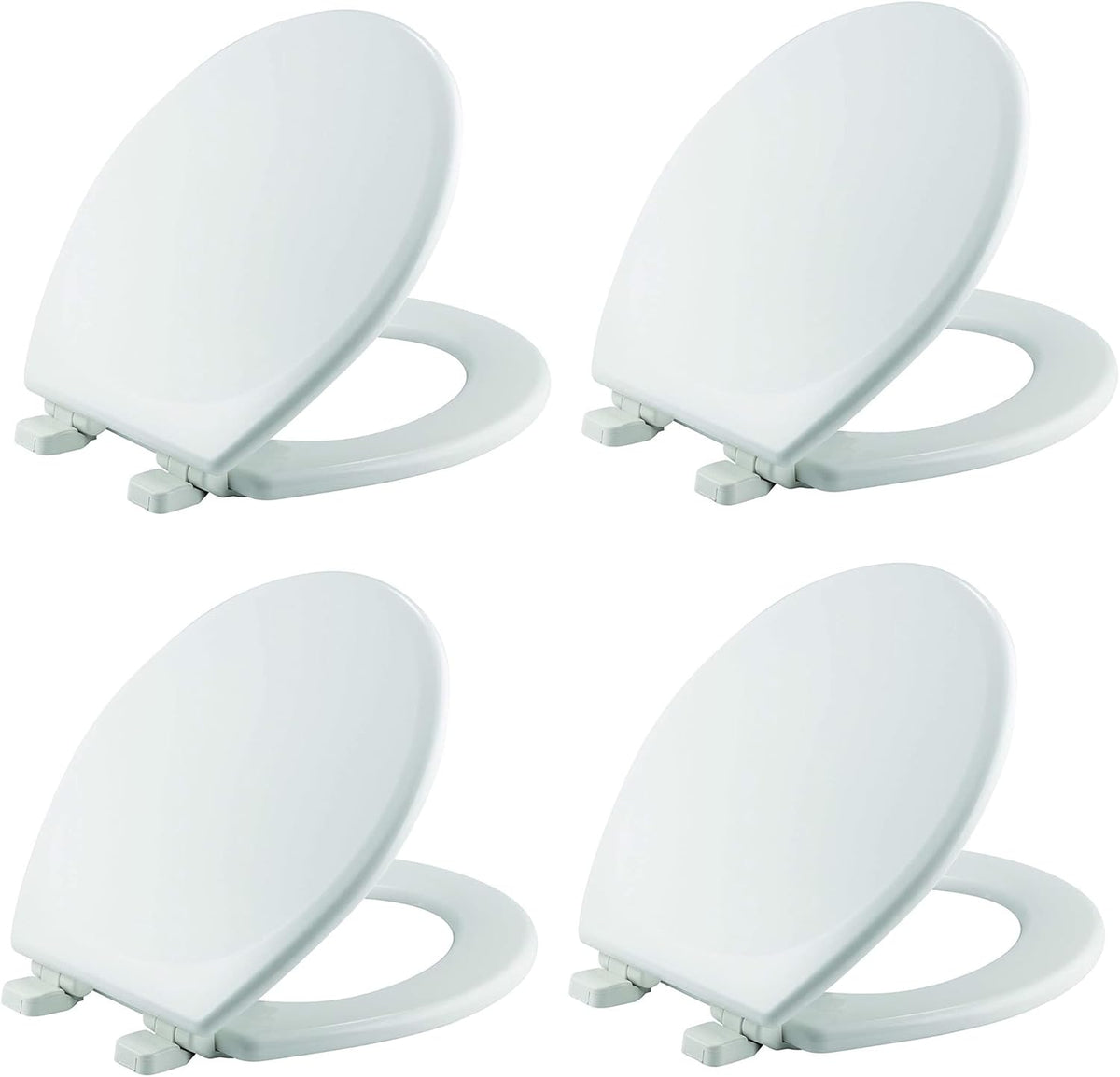 Mayfair Linden Slow Close Toilet Seat, Non Slip Heavy Duty Wood, Easy Install, Elongated, White