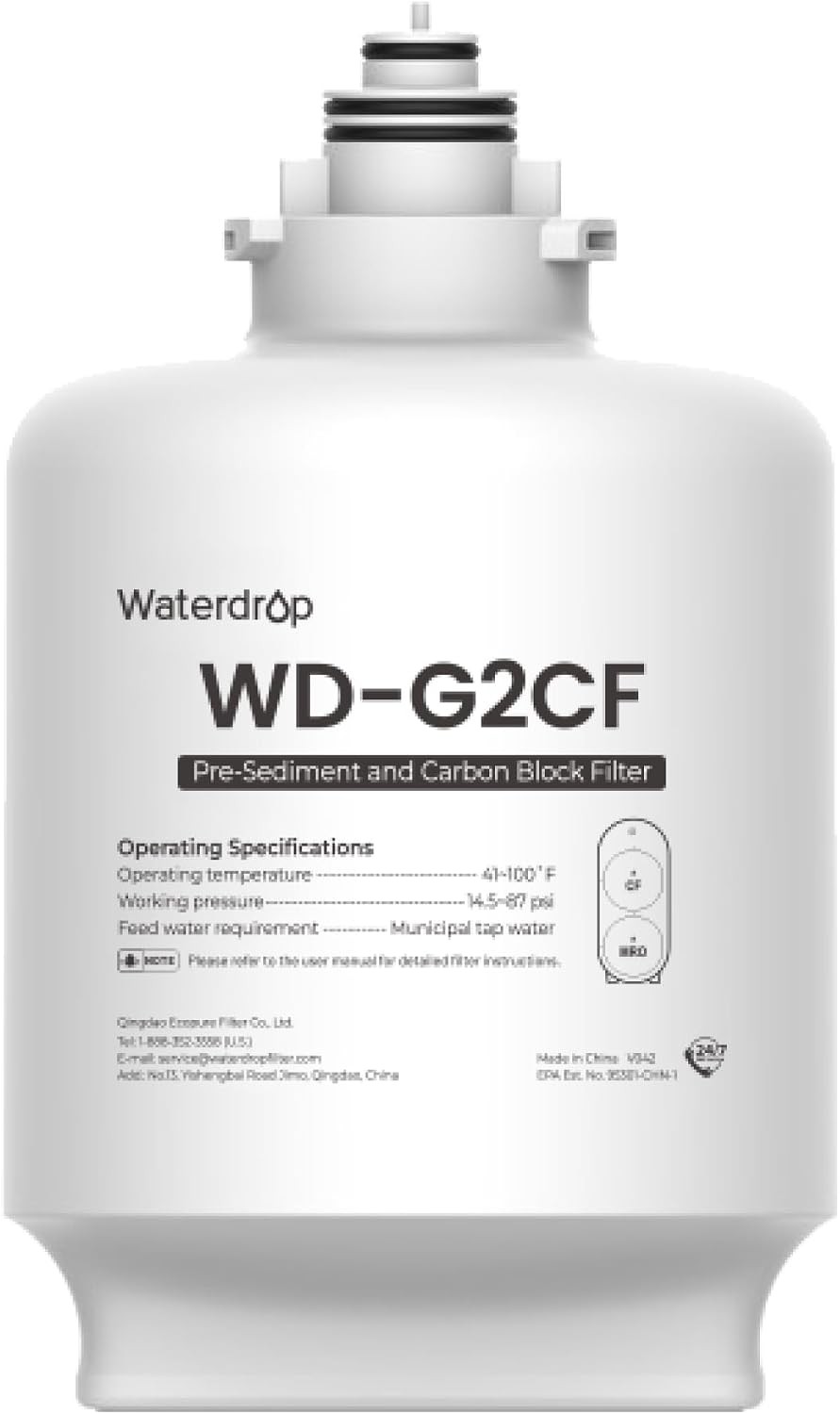 Waterdrop G2CF Filter, Replacement for G2 & G2P600 & G2MNR RO System
