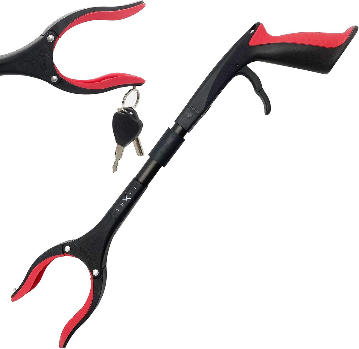 Grabber Reacher Tool 19 Inch Long, Foldable Pick Up Stick - Strong Grip Magnetic Tip - Heavy Duty Trash Picker Claw Reacher Grabber Tool Elderly Wheelchair Mobility Aid (Pink)