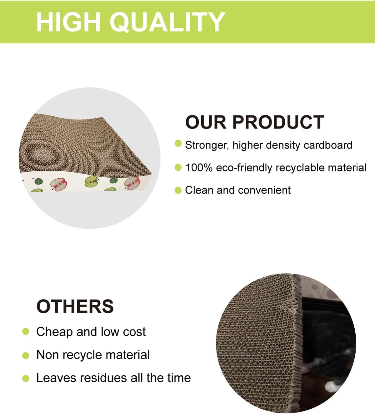 TIMHAKA Cat Scratching Board, Corrugate Cat Scratcher for Indoor Cats with Catnip, Cat Scratch Pad with Premium Scratch Textures Design, Cardboard Cat Scratcher with Double-Sided Usability (Pack of 2)