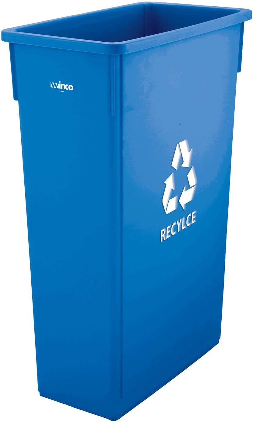 Winco Slender Trash Can, 23-Gallon, Black