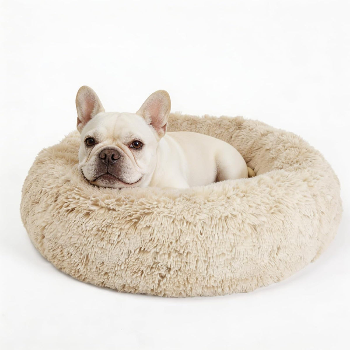 Small Calming Dogs Bed for Small Dogs Anti-Anxiety Machine Washable Fluffy Luxury Anti-Slip Waterproof Mute Base Warming Cozy Soft Pet Puppy Round Bed