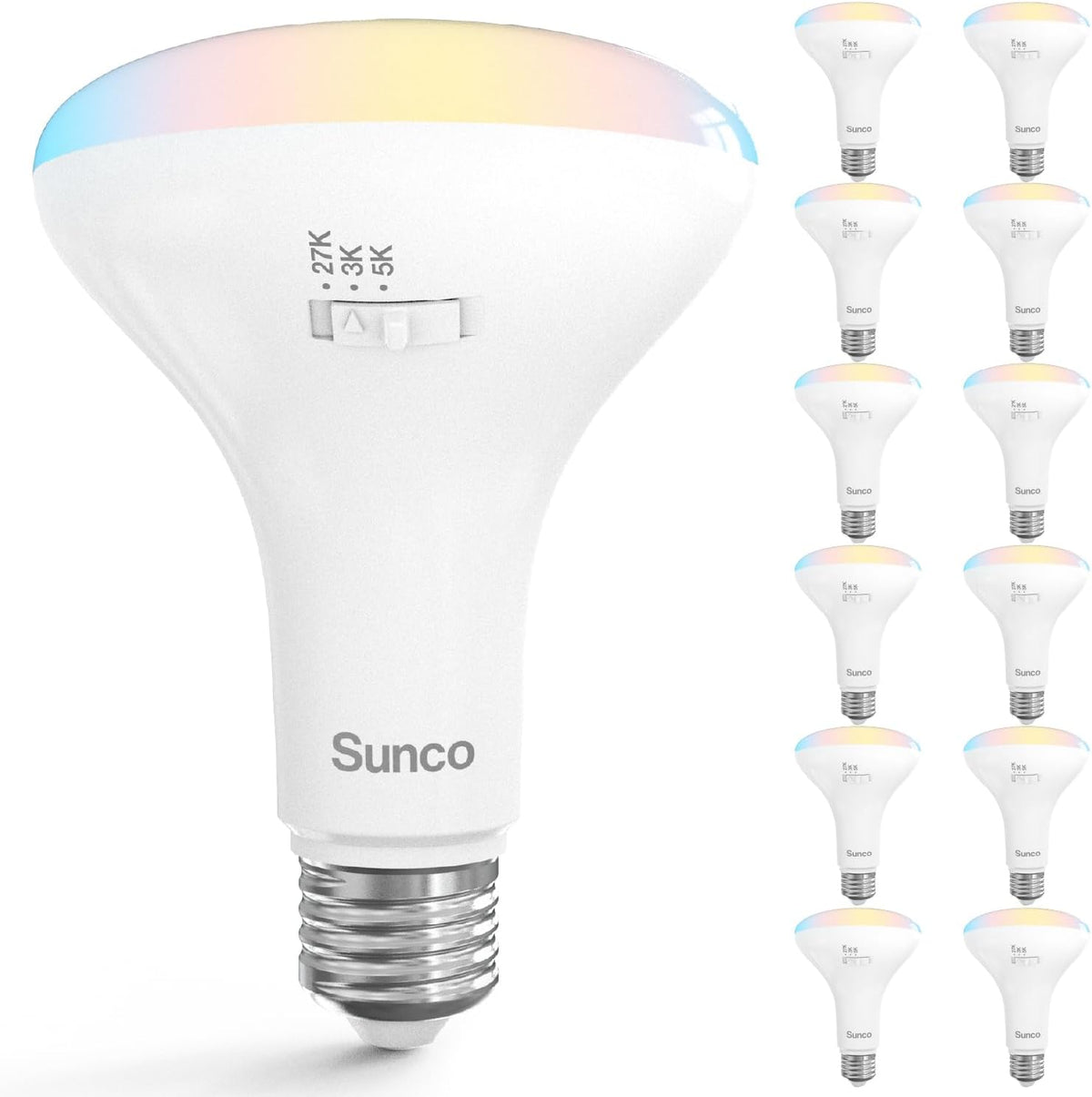 Sunco 12 Pack BR30 LED Bulb Flood Light, E26, 11W=65W, 2700K Soft White