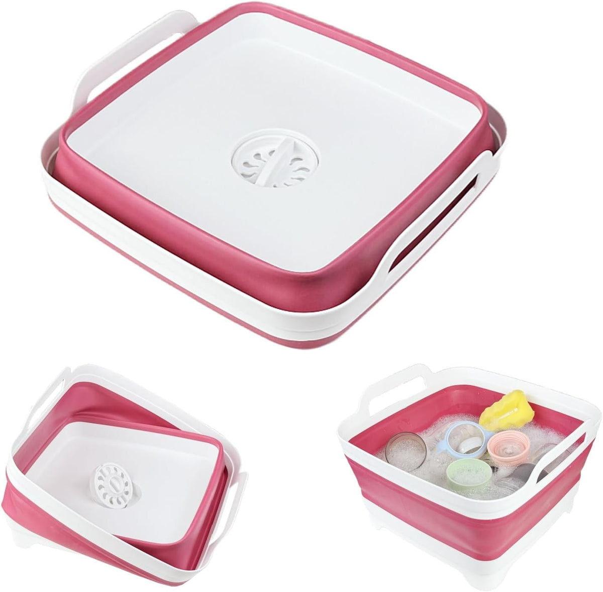 GIMWA 2.4Gal Collapsible Dish Basin with Drain Plug, Baby Bottle Wash Basin