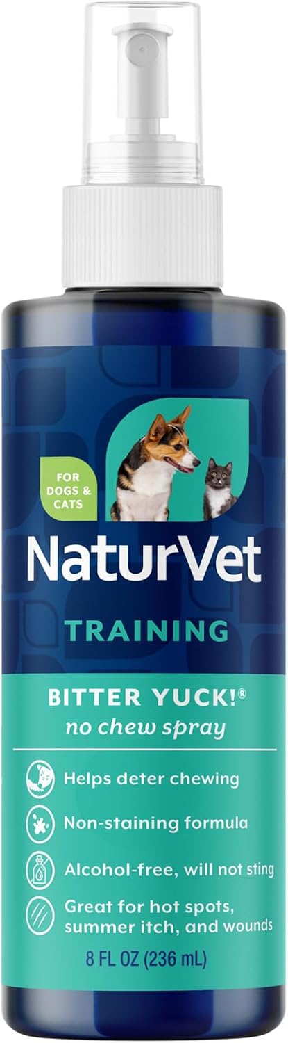 NaturVet Bitter Yuck! No Chew Training Spray for Outdoor Pets | Horses Pet Training Spray, Liquid, Made in The USA, 8 Ounce