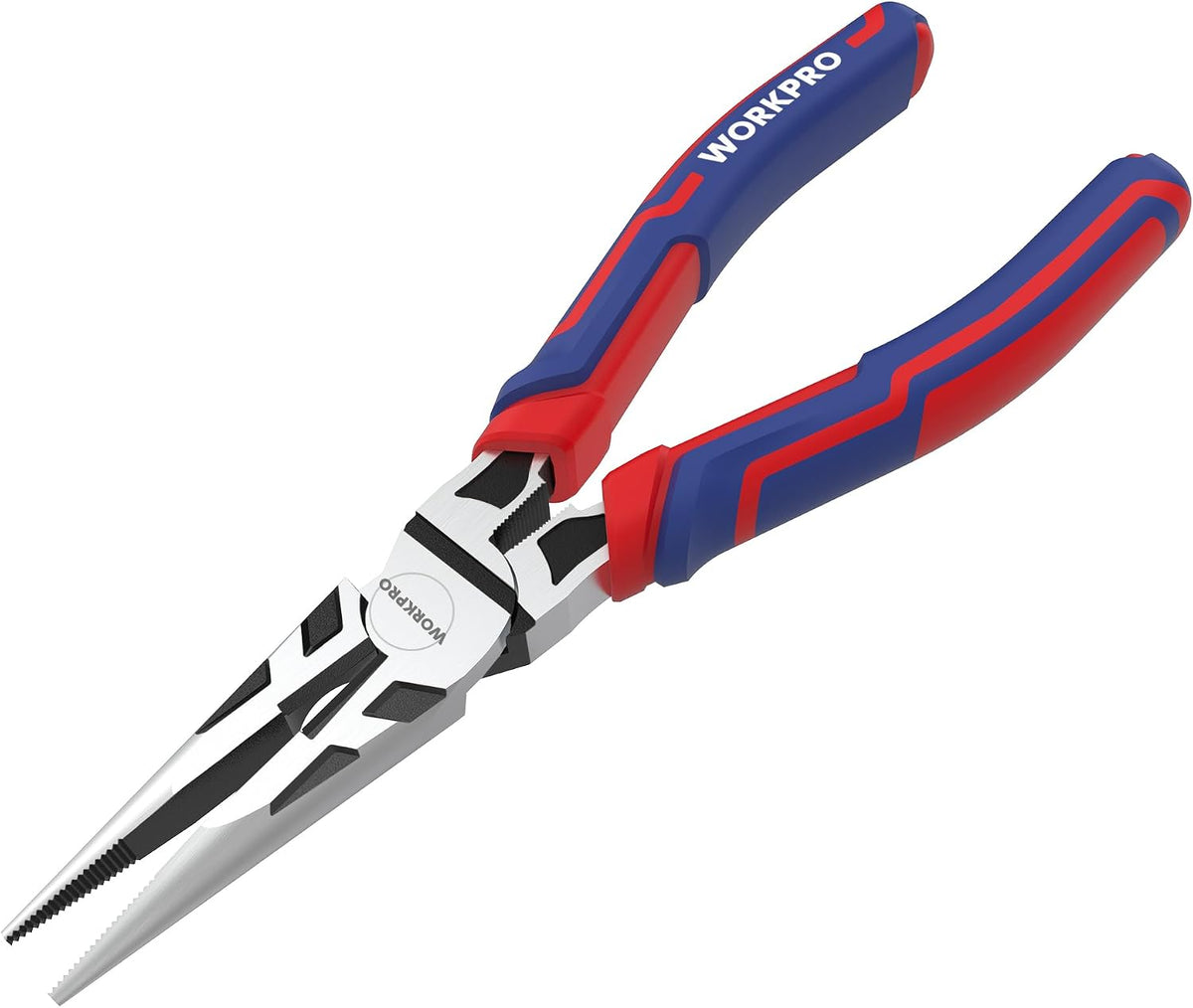 WORKPRO Premium 8” Needle Nose Pliers, Paper Clamp Precision, Heavy-Duty CRV Steel, Large Soft Grip with Wire Cutter, Long Nose Cutting Pliers, W031269
