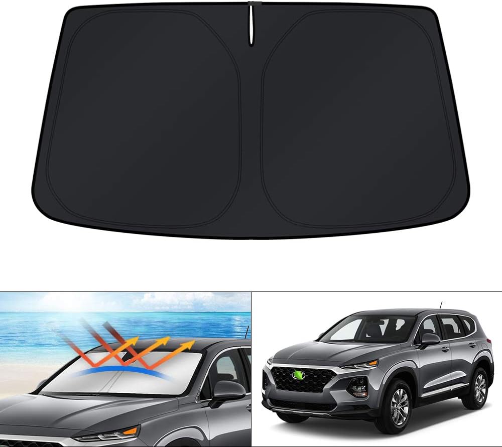 KUST Windshield Sun Shade for 2017-2026 Tesla Model Y/Model 3 Sunshade Accessories (Fit 2025-2026 Model Y Juniper / 2024 Model 3 Highland) Upgraded Foldable Sunshade, Blocks UV Rays Keep Car Cool