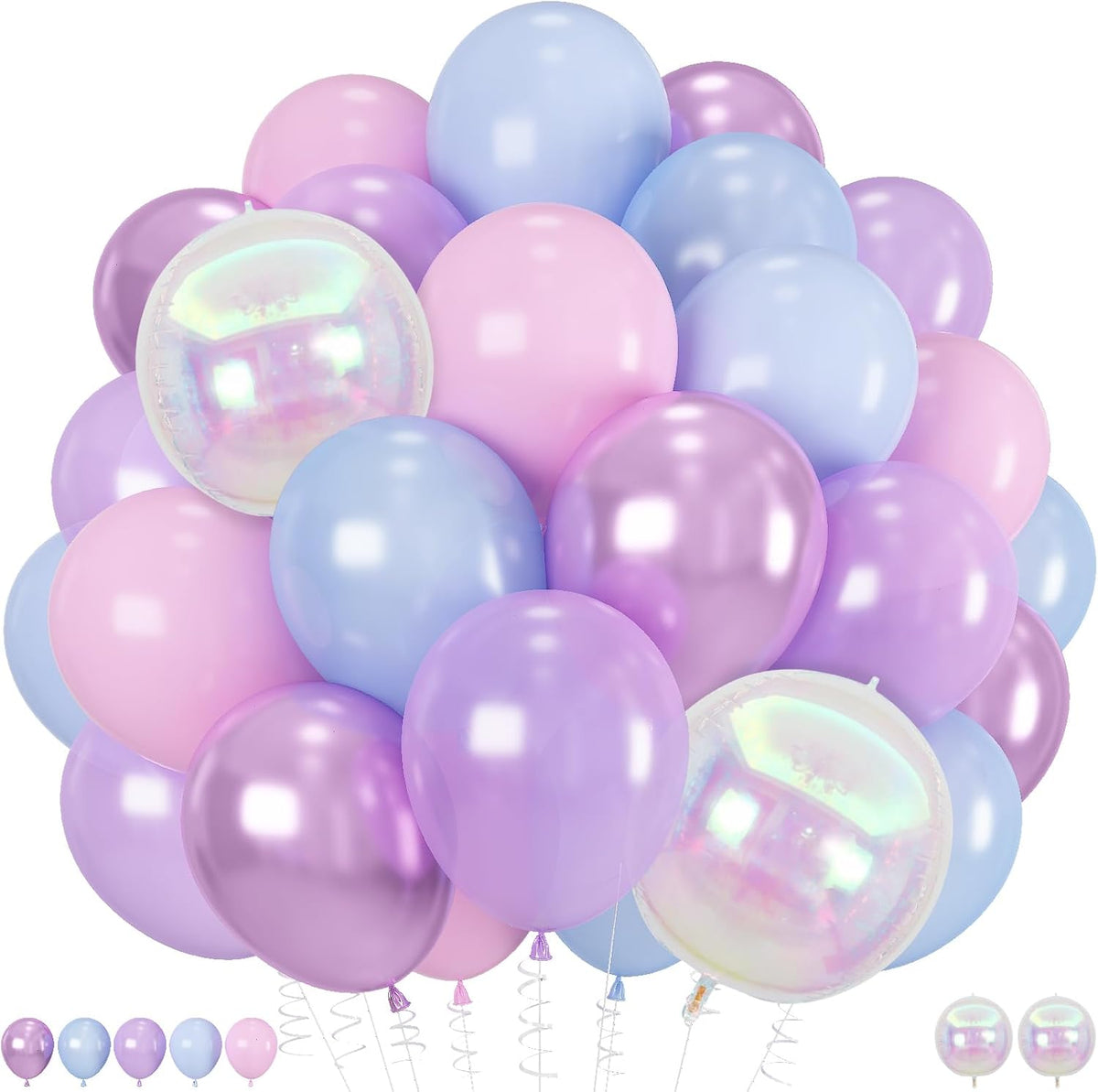 Pink Purple Blue Balloon, 62Pcs Iridescent Mermaid Music Idol Party Balloon