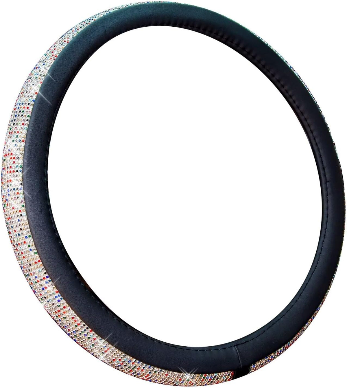 New Diamond Leather Steering Wheel Cover with Bling Crystal Rhinestones