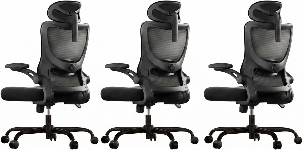 Marsail Ergonomic Office Chair: Office Desk Chair with High Back Mesh and Adjustable Lumbar Support Rolling Work Swivel Task Chairs with Wheel 3D Armrests and Headrest