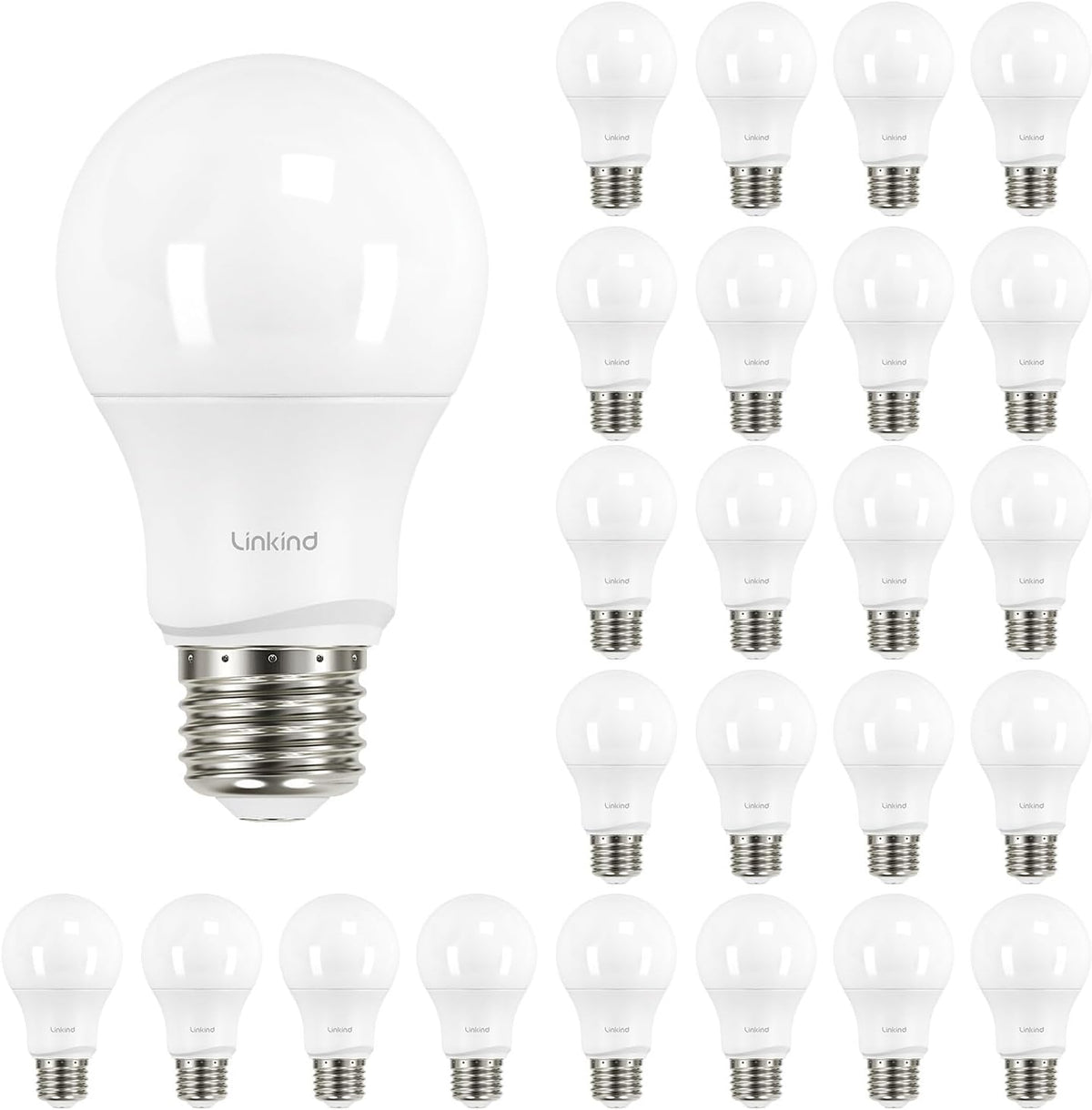 Linkind A19 LED Light Bulbs Dimmable, 60W Equivalent, Energy Efficient 9W, 2700K, 800 Lumens, E26 Standard Base, Lighting for Bedroom Living Room Home Office, 6 Packs