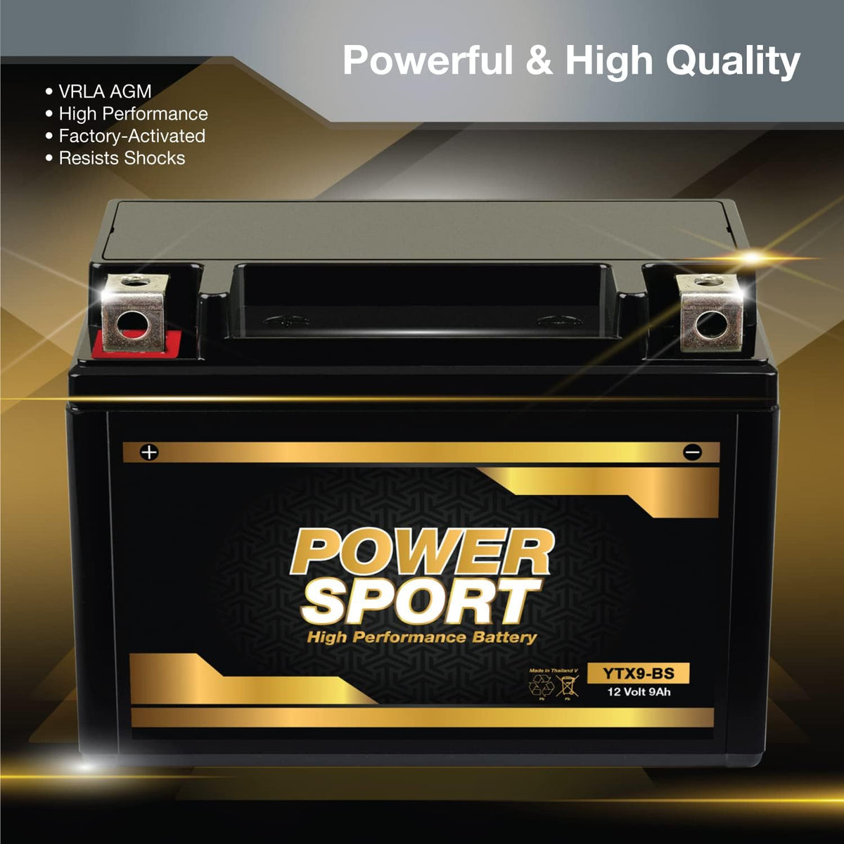 ExpertPower YTX9-BS 12V 9Ah ATV Battery ETX9-BS Replacement AGM, 180 CCA