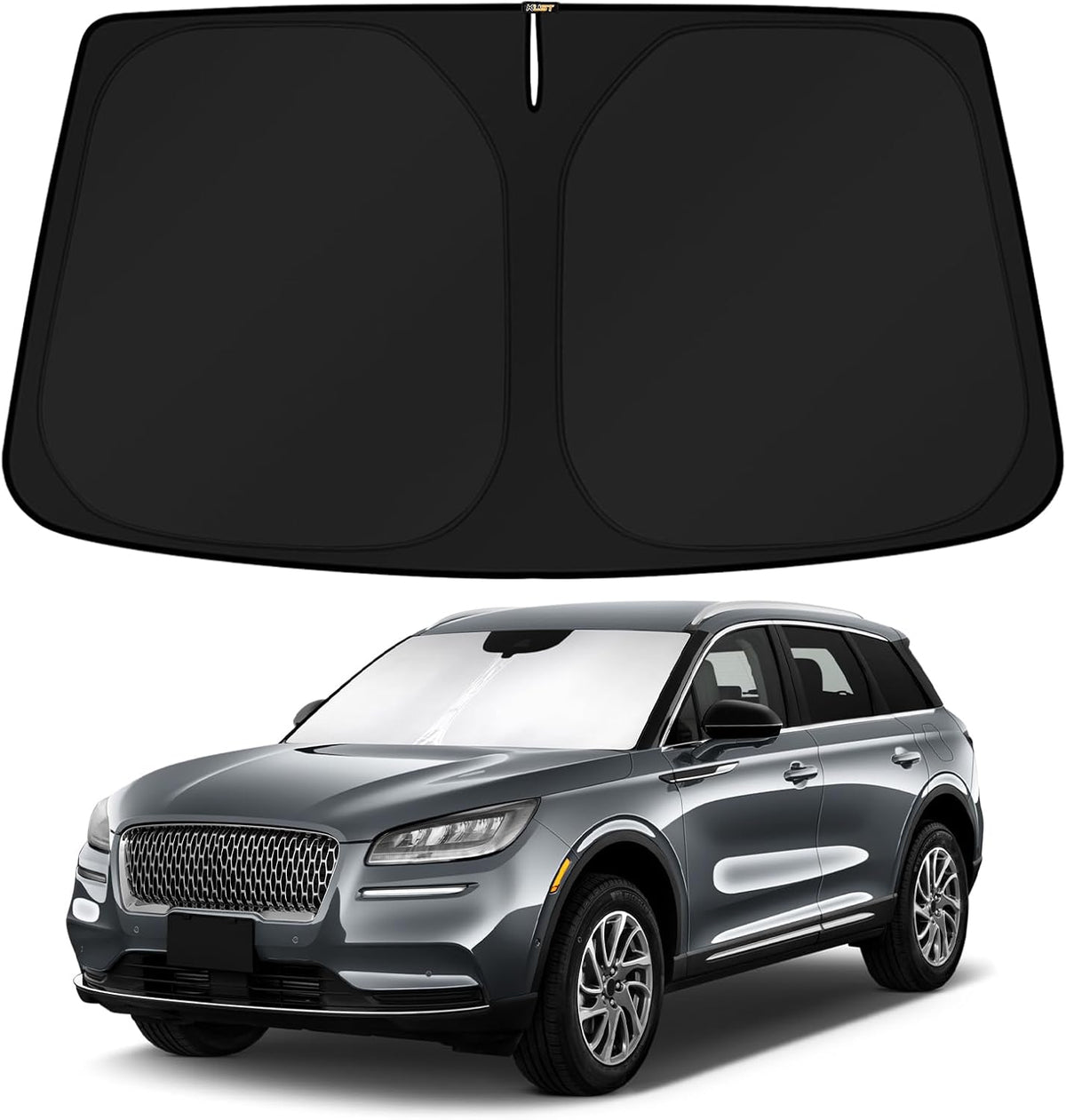 KUST Windshield Sun Shade for 2017-2026 Tesla Model Y/Model 3 Sunshade Accessories (Fit 2025-2026 Model Y Juniper / 2024 Model 3 Highland) Upgraded Foldable Sunshade, Blocks UV Rays Keep Car Cool