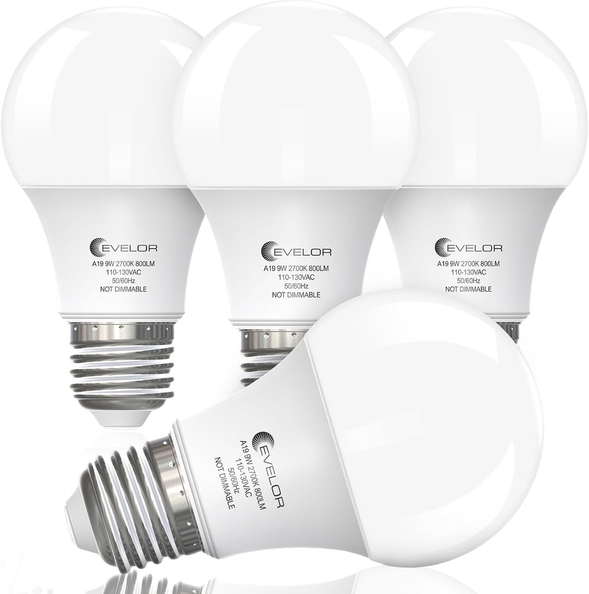 evelor 6-Pack A19 LED Light Bulbs,60 Watt Equivalent,Daylight 5000K
