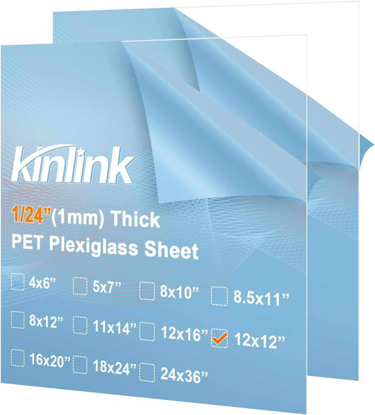 KINLINK 24x36 Plexiglass Sheets 1/8 inch Thick, 3mm Clear PET Plastic Sheet for DIY Project, Craft, Table top, Picture Frame, Acrylic Sign and Wedding Invitation 2 Pack