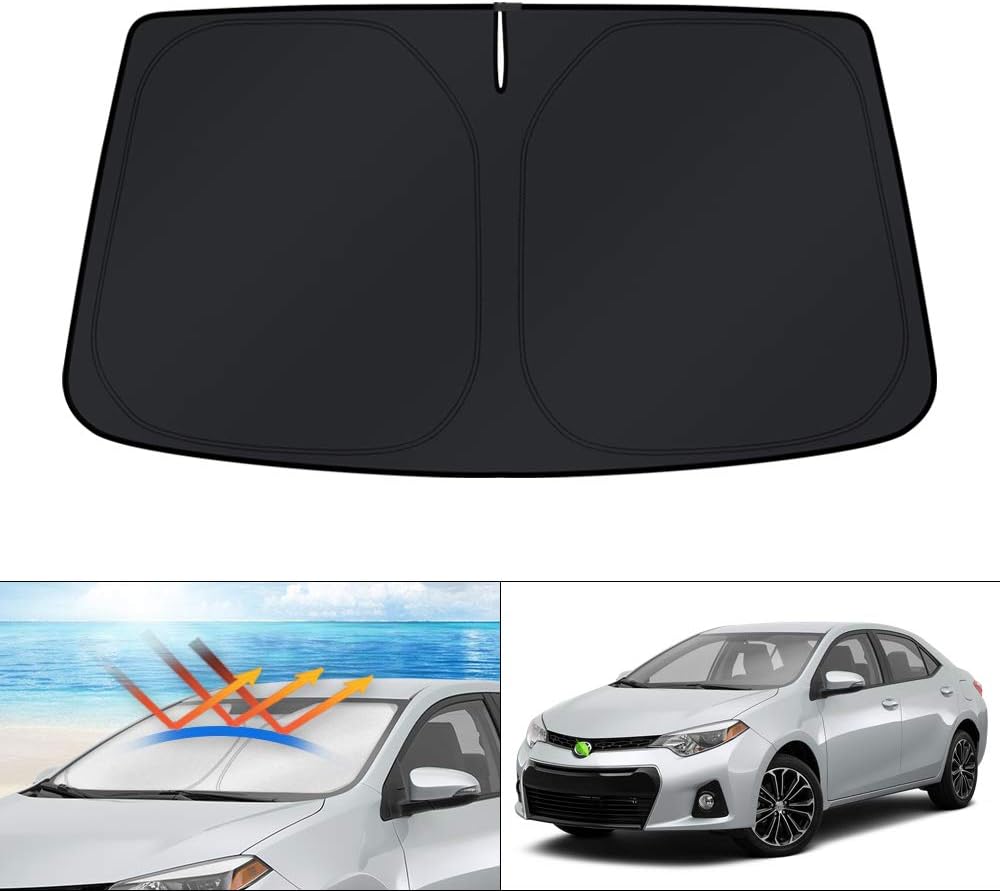 KUST Windshield Sun Shade for 2017-2026 Tesla Model Y/Model 3 Sunshade Accessories (Fit 2025-2026 Model Y Juniper / 2024 Model 3 Highland) Upgraded Foldable Sunshade, Blocks UV Rays Keep Car Cool