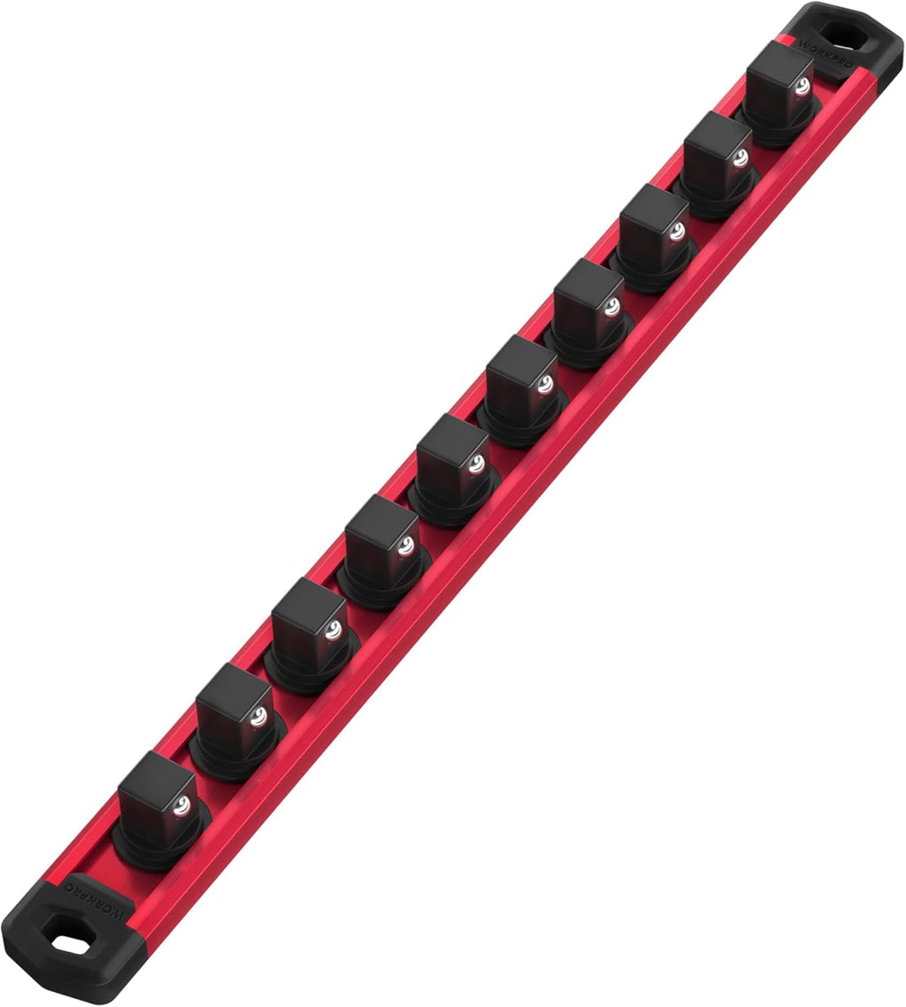 WORKPRO Magnetic Socket Organizer, Heavy-Duty 3/8-Inch Drive Socket Rail