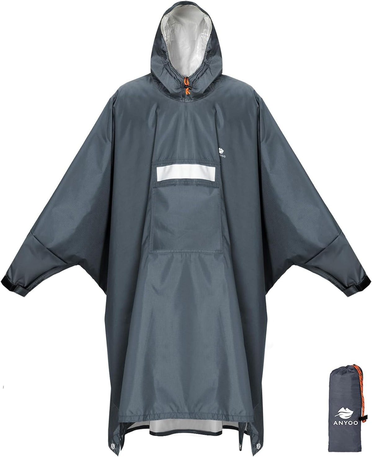 ANYOO Hooded Rain Poncho for Adult Waterproof Lightweight Raincoat