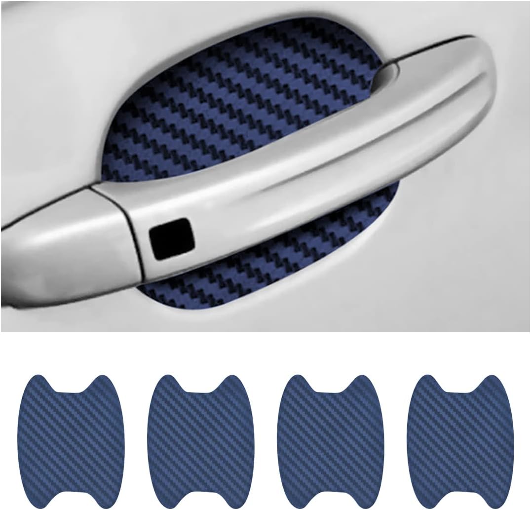 Blilo 4PCS Carbon Fiber Car Door Cup Protector Films, Black