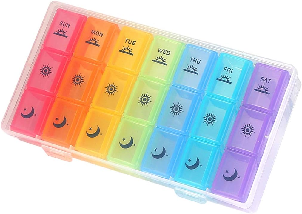 Weekly Pill Organizer, 3-Times-A-Day 7 Day Pill Box