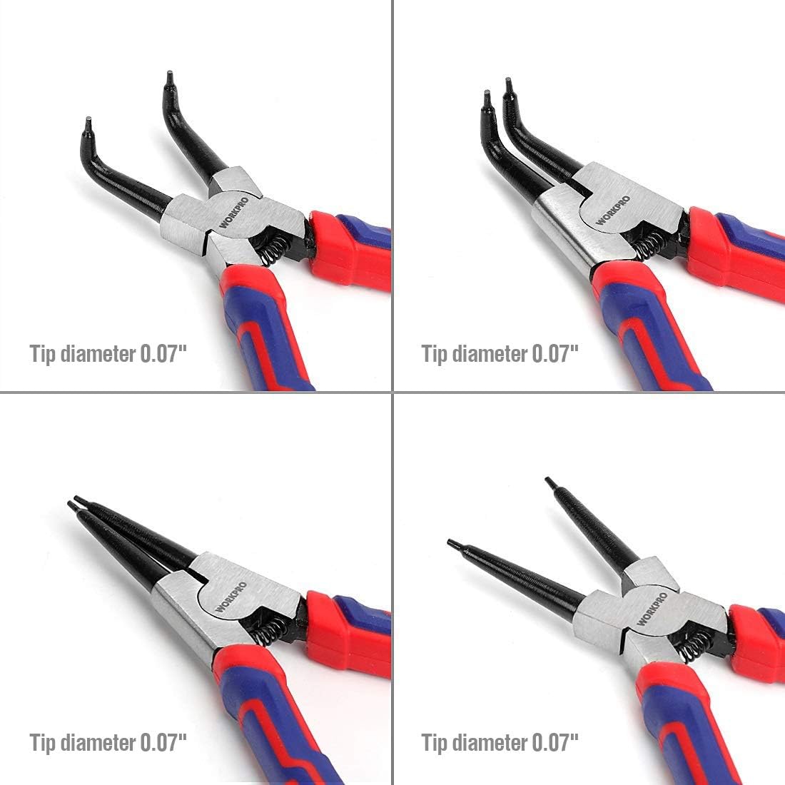 WORKPRO 4-Piece Snap Ring Pliers Set with Storage Pouch