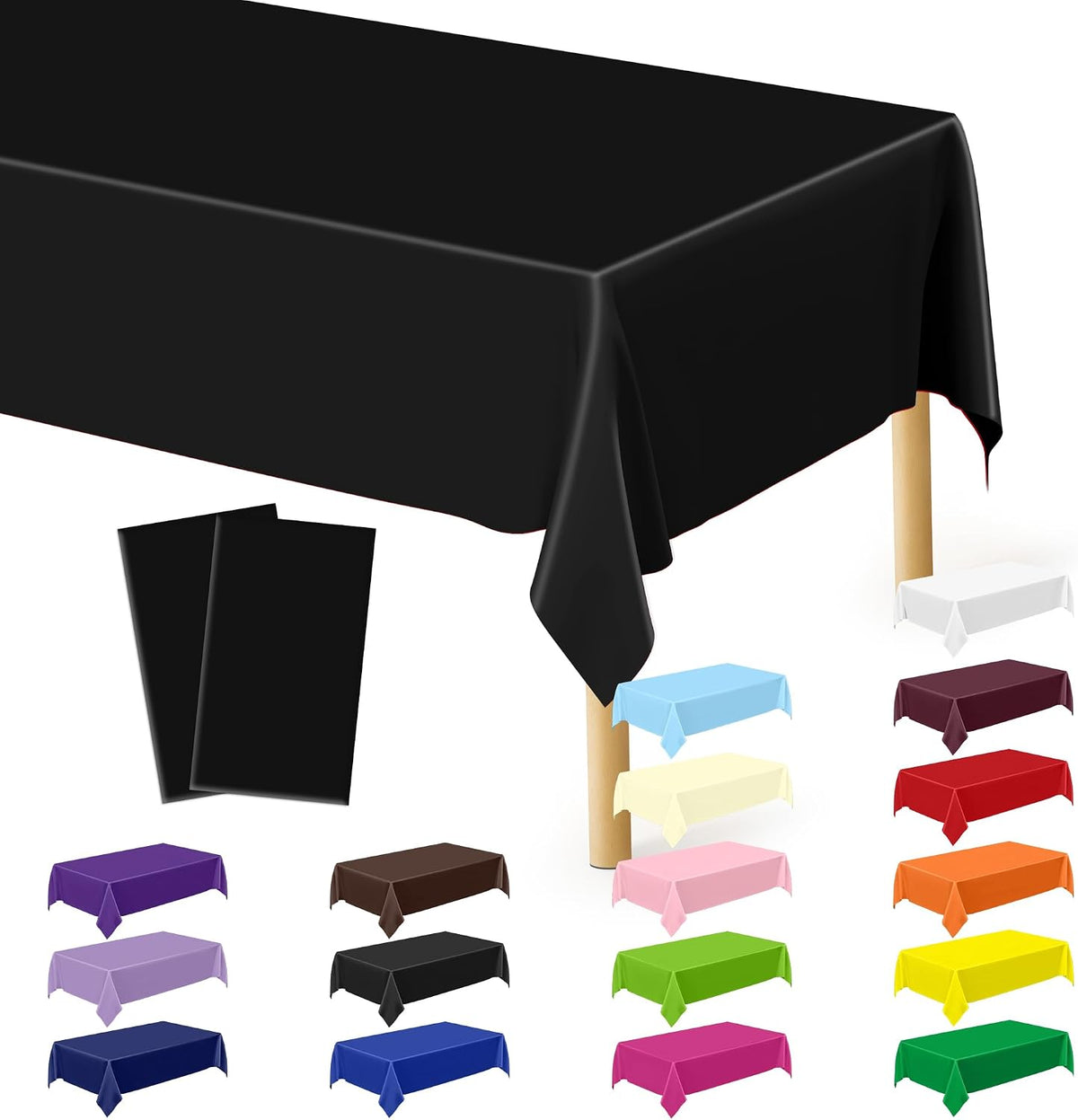 4Pack Black and Gold Tablecloths for Events, 54" x 108" Plastic Table Cloth Disposable for Rectangle Tables, Waterproof Table Cloth Cover for New Years Eve Decorations Holiday Birthday Wedding Dining