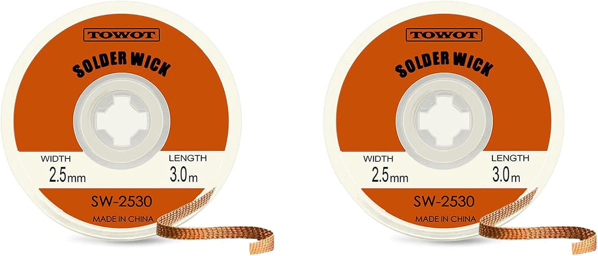 TOWOT Solder Wick Braid 10ft Desoldering Wick Braid Remover Tool With Flux No-Clean Soldering Wick Desolder Soldering 0.1 inch Width