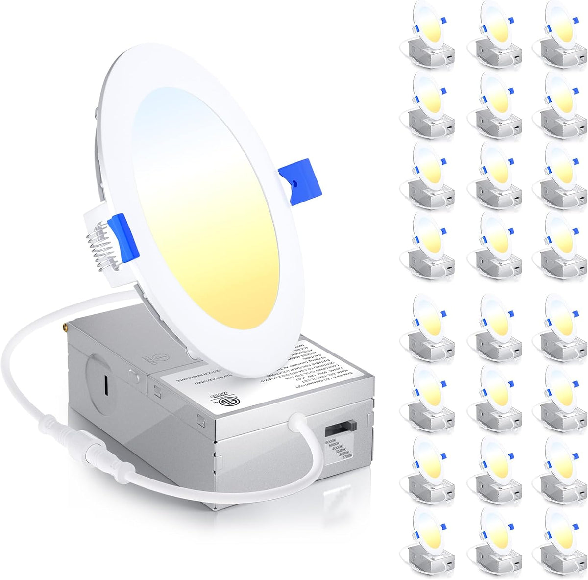Ensenior 24 Pack 6 Inch LED Recessed Ceiling Light, 5CCT, 1200LM 12W 120V