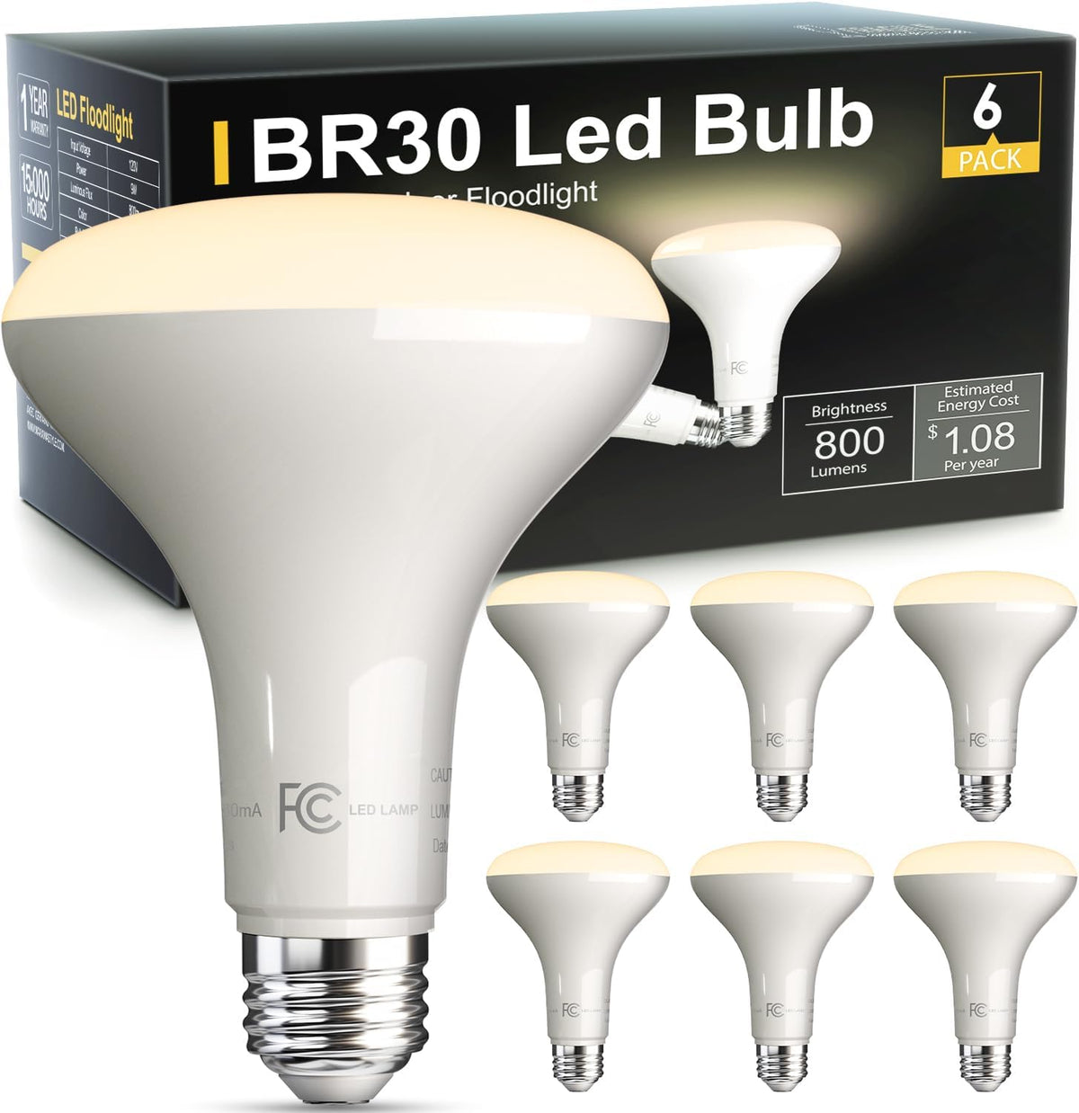TJOY 12 Pack BR30 Flood Light Bulb Indoor, Soft White Recessed Light Bulbs